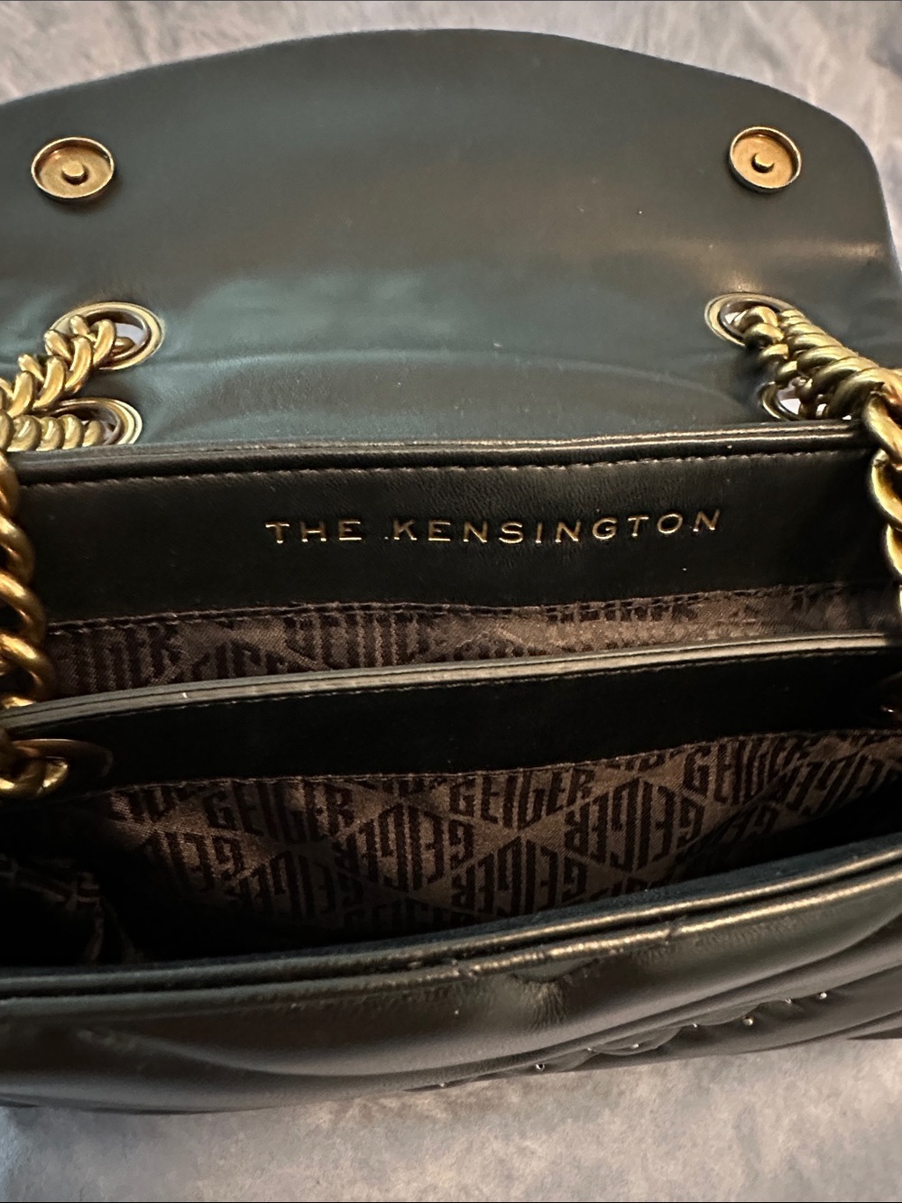 Kurt Geiger Black Quilted Shoulder Bag with Embellished Green Eye - Picture 8 of 8